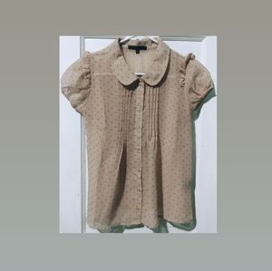 Cream Pink Beige Sheer Blouse